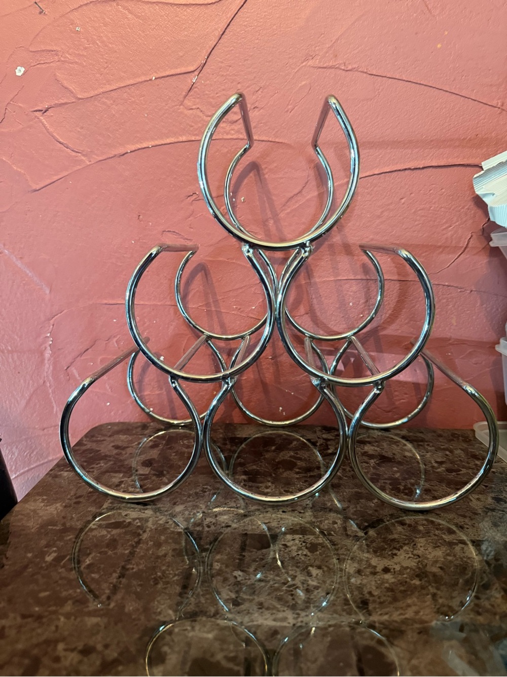 Chrome Metal Wall Wine Rack - Silver